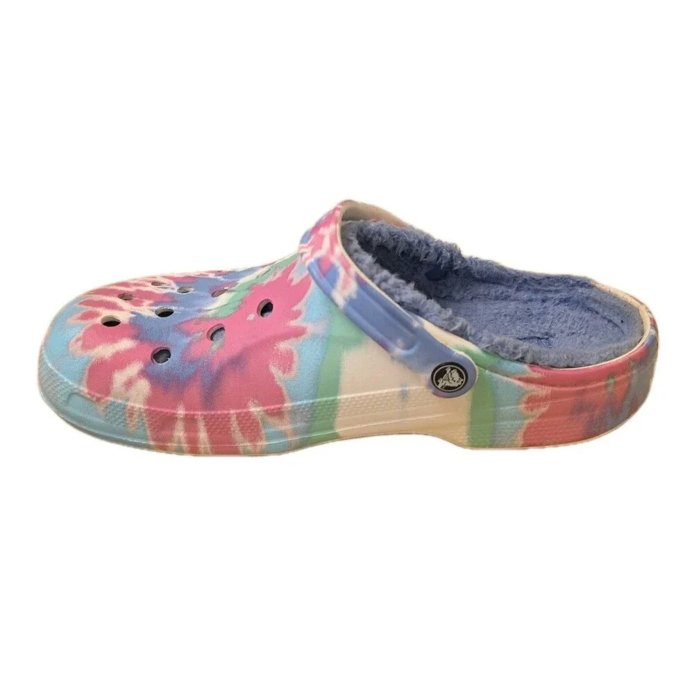 Crocs Shoes Classic Lined Tie Dye Clogs Fuzzy Comfort Slides, Mens Size 11